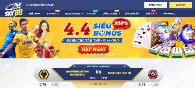 Giao diện nhà cái Sky88