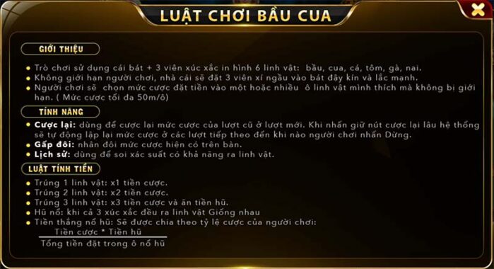 Luật chơi bầu cua
